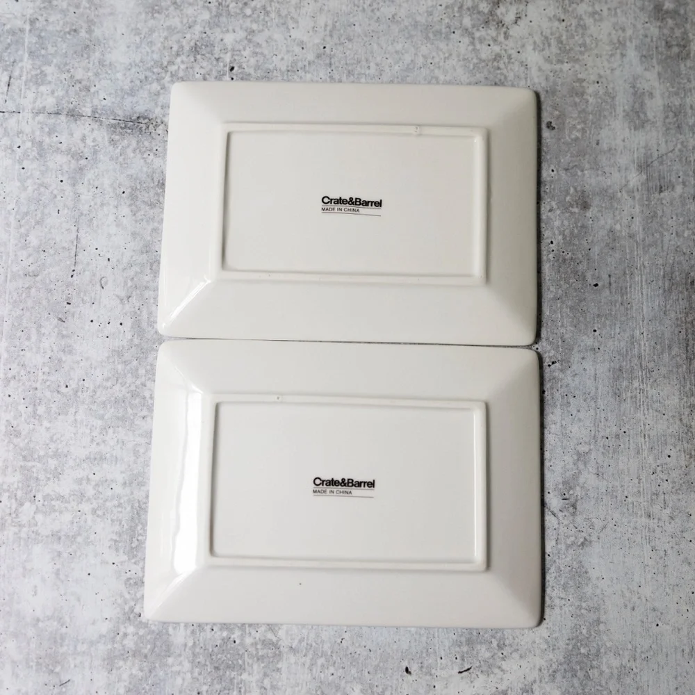 Set of 6 Vegetable Seed Packet Appetizer Snack Plates CRATE & BARREL Ceramic EUC
